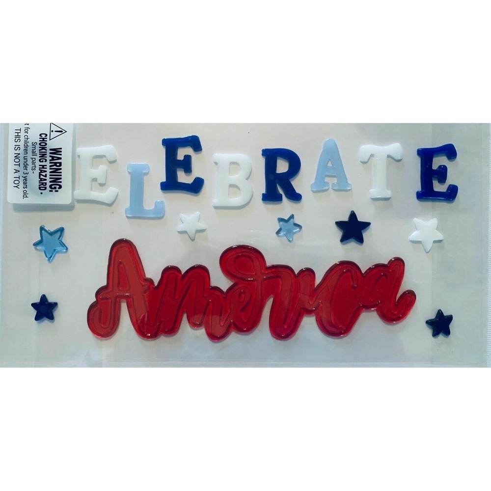 NEW‎ Celebrate America July 4th Independence Day Gel Window Sticker Clings 17 ct